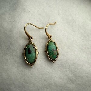 Kendra Scott BAROQUE VINTAGE GOLD LEE DROP EARRINGS IN VARIEGATED DARK TEAL